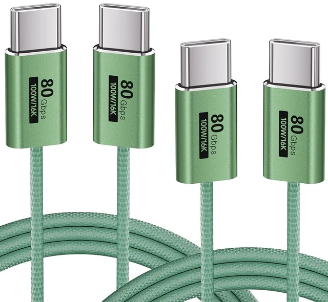 Main image of KMMXXCPMGreed,3.3FT2-Pack USB C Cable 80Gbps Data Transfer Compatible with Thunderbolt 5/4/3,Slim Connector,USB-C Cable 100W Fast Charging,16K/8K/4K HD Video for Monitor,MacBook,iPhone 17/16,Docking