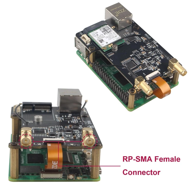 Alt view image 4 of 5 - ZDE ZP596C PCIe to M.2 E Key HAT Magnetic Base Antenna WiFi7 6 6E 5 PCIe to 2.5G Ethernet Network Port HAT for Raspberry Pi 5 Support Google TPU WiFi 7 BE200 WIFI6E AX210 MT7922 WIFI6 AX200