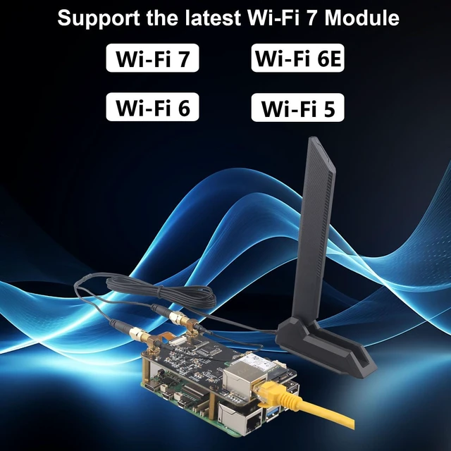 Alt view image 2 of 5 - ZDE ZP596C PCIe to M.2 E Key HAT Magnetic Base Antenna WiFi7 6 6E 5 PCIe to 2.5G Ethernet Network Port HAT for Raspberry Pi 5 Support Google TPU WiFi 7 BE200 WIFI6E AX210 MT7922 WIFI6 AX200