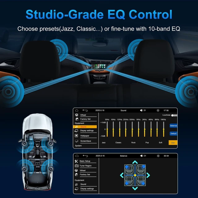 Alt view image 4 of 5 - Single Din Car Stereo with Wireless Apple CarPlay & Android Auto, 6.28inch HD Touchscreen Single Din Radio with Bluetooth,1080P Rear Cam,USB,SWC,10-Band EQ,RCA,External Mic,FM car Radio(Black)