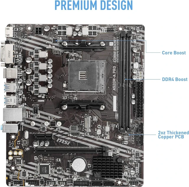 Alt view image 2 of 5 - INLAND AMD Ryzen 5 5500 Unlocked Desktop Processor with MSI A520M-A PRO Gaming Motherboard (AMD AM4, DDR4, PCIe 4.0, Micro-ATX),