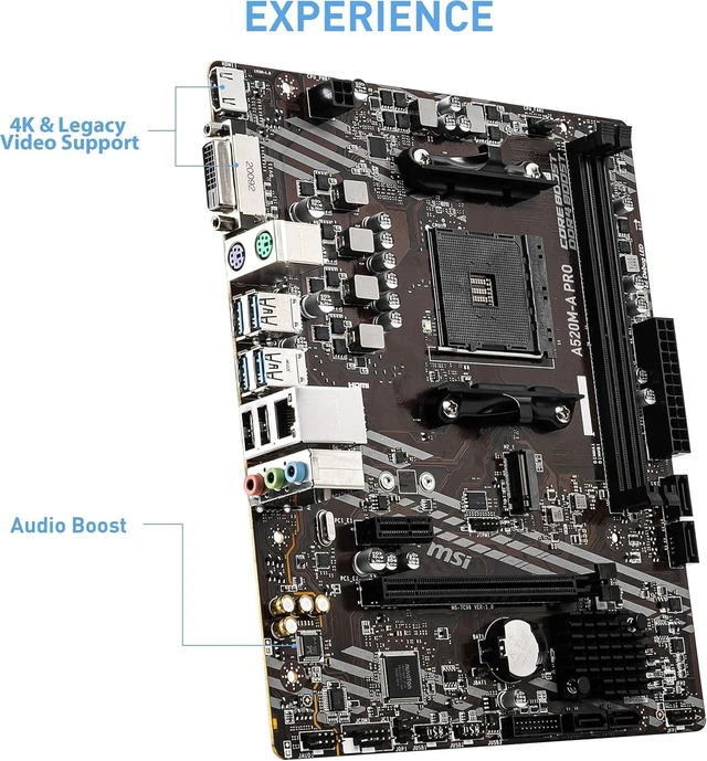 Alt view image 4 of 5 - INLAND AMD Ryzen 5 5500 Unlocked Desktop Processor with MSI A520M-A PRO Gaming Motherboard (AMD AM4, DDR4, PCIe 4.0, Micro-ATX),
