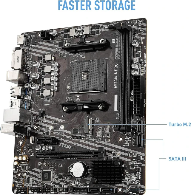 Alt view image 3 of 5 - INLAND AMD Ryzen 5 5500 Unlocked Desktop Processor with MSI A520M-A PRO Gaming Motherboard (AMD AM4, DDR4, PCIe 4.0, Micro-ATX),
