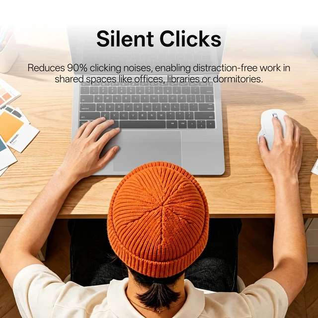 Alt view image 4 of 5 - Rapoo M680 Wireless Mouse - for Small to Medium Hands, Bluetooth 5.0/4.0 + 2.4GHz Tri-Mode Multi-Device Mouse, Free-Spin Scroll, Horizontal Wheel, Silent Clicks, 4800 DPI, 2-Year Battery