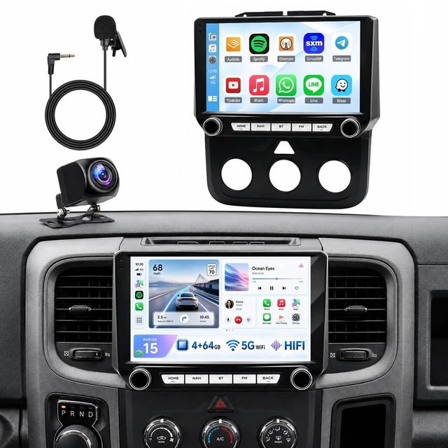 Main image of 4+64G Car Radio for 2013-2018 Dodge RAM 1500/2500/3500(Manual & Auto AC)
