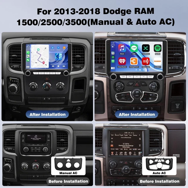 Alt view image 2 of 5 - 4+64G Car Radio for 2013-2018 Dodge RAM 1500/2500/3500(Manual & Auto AC)