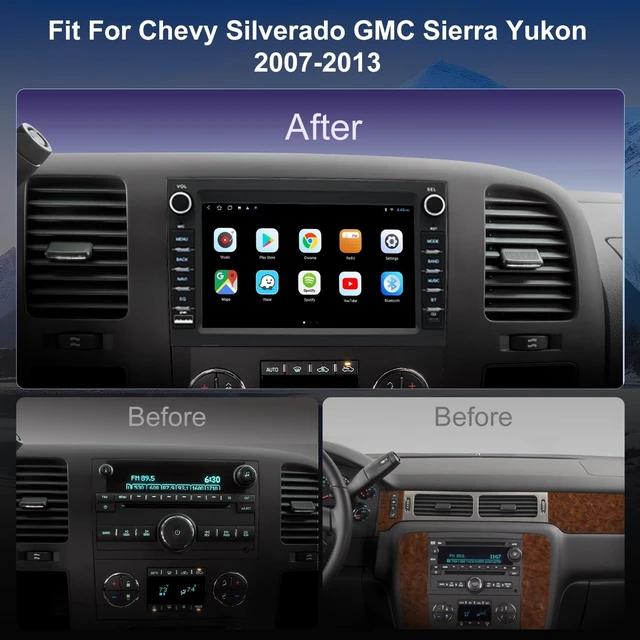 Alt view image 2 of 5 - 4G LTE QLED Radio for Chevy Silverado GMC Sierra Yukon 2007-2013,Touch Screen 8core Stereo Upgrade,Wireless carplay & Android Auto,Fast Charge,Free Backup Camera
