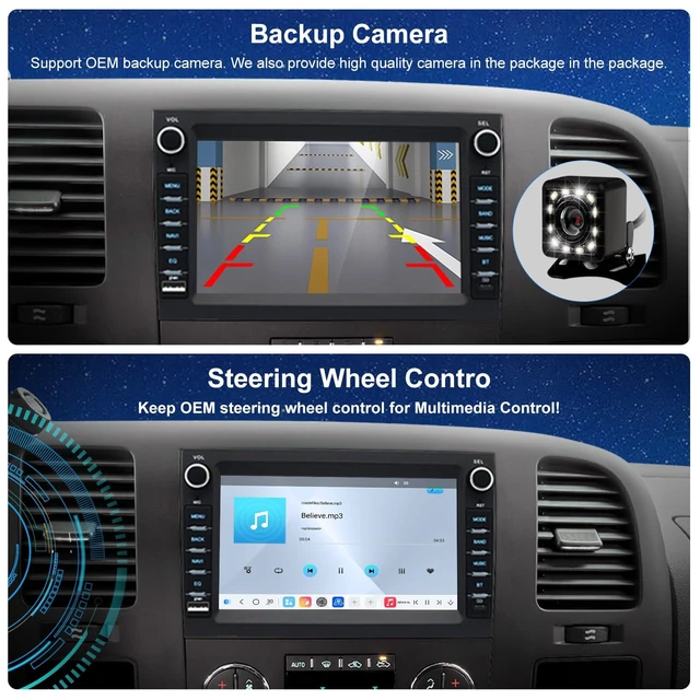 Alt view image 5 of 5 - 4G LTE QLED Radio for Chevy Silverado GMC Sierra Yukon 2007-2013,Touch Screen 8core Stereo Upgrade,Wireless carplay & Android Auto,Fast Charge,Free Backup Camera