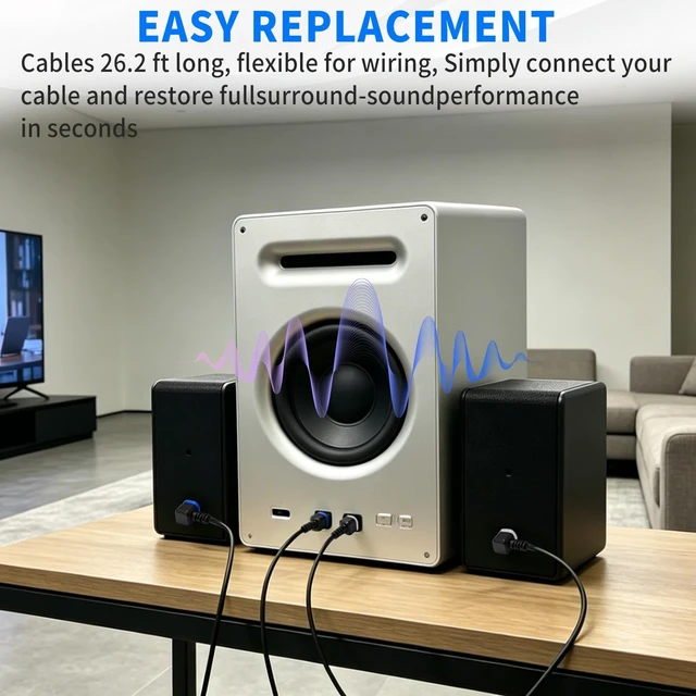 Alt view image 3 of 5 - AHKWK Satellite Speaker Cables Compatible with Vizio V51 M51
