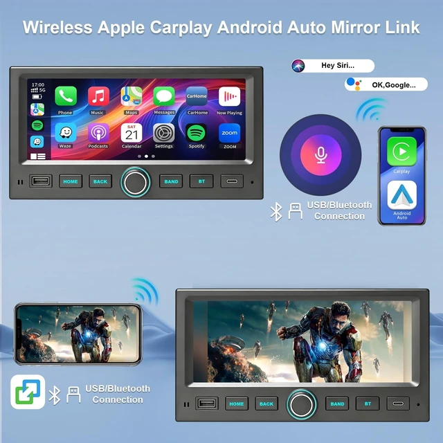 Alt view image 4 of 5 - Plug&Play Car Radio for Ford F150 1997-2003,F250/F350/F450/F550 1997-2004,Ranger 1998-2011, E150/250/350 1997-2008, Mustang 2001-2003,6.9 Inch IPS Touch Screen for CarPlay & Android Auto&Mirror Link
