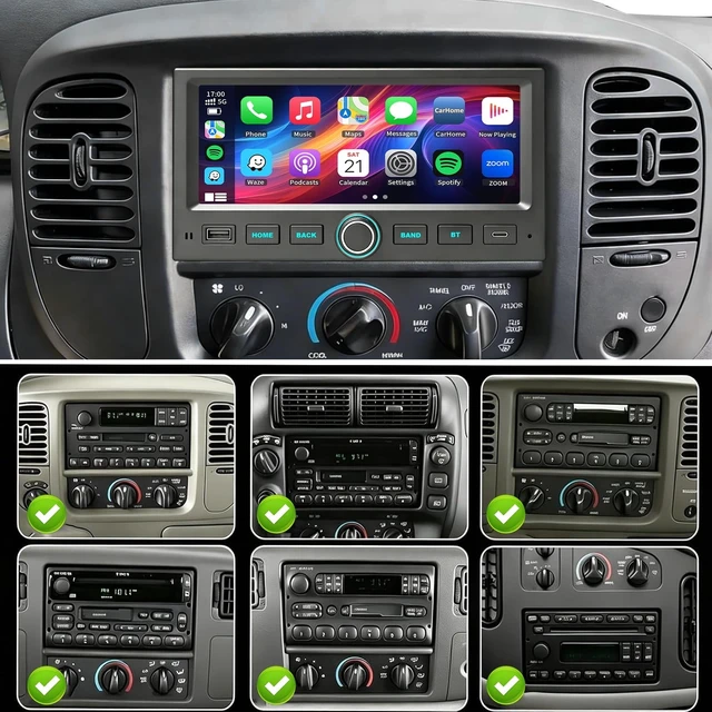 Alt view image 2 of 5 - Plug&Play Car Radio for Ford F150 1997-2003,F250/F350/F450/F550 1997-2004,Ranger 1998-2011, E150/250/350 1997-2008, Mustang 2001-2003,6.9 Inch IPS Touch Screen for CarPlay & Android Auto&Mirror Link
