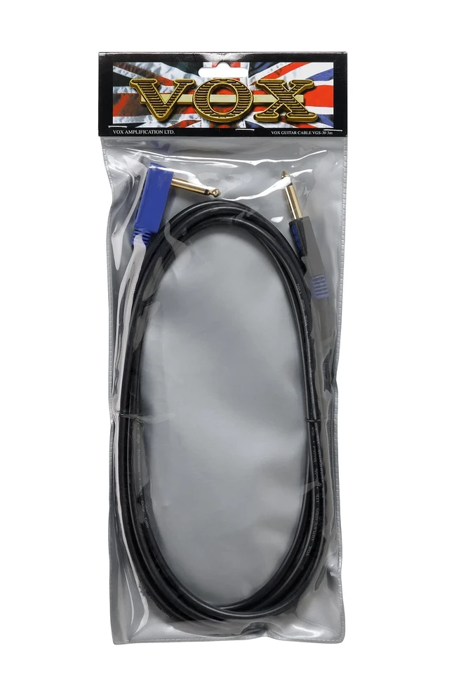Alt view image 3 of 3 - VOX VGS-30 Rock Guitar/Bass Guitar Cable - 10ft. 1/4" Straight/Angled TS, Black