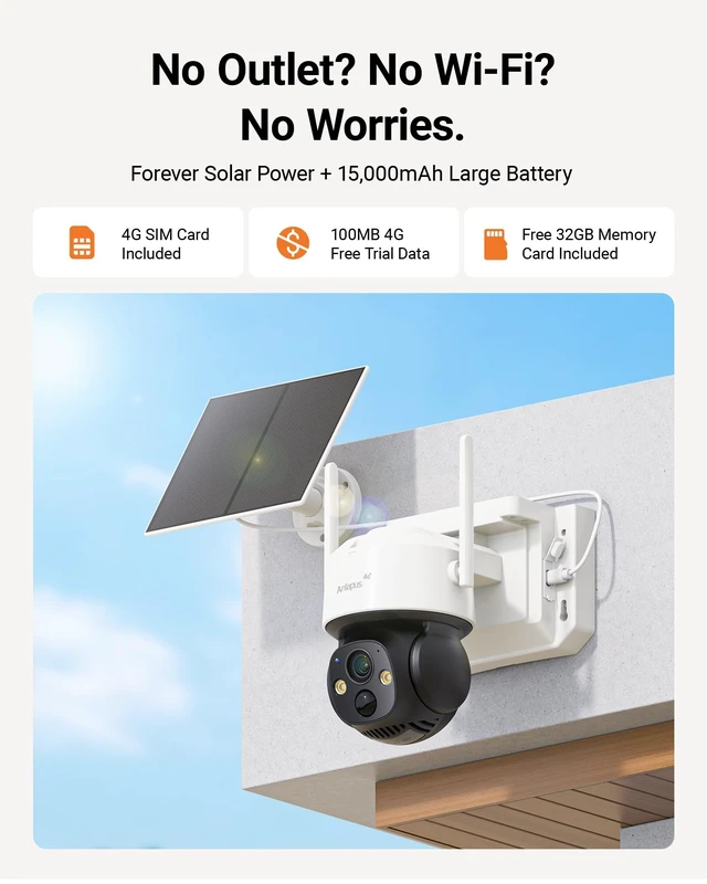 Alt view image 3 of 5 - Anlapus 4G LTE Cellular Security Camera, 4MP 2.5K Solar Powered Camera