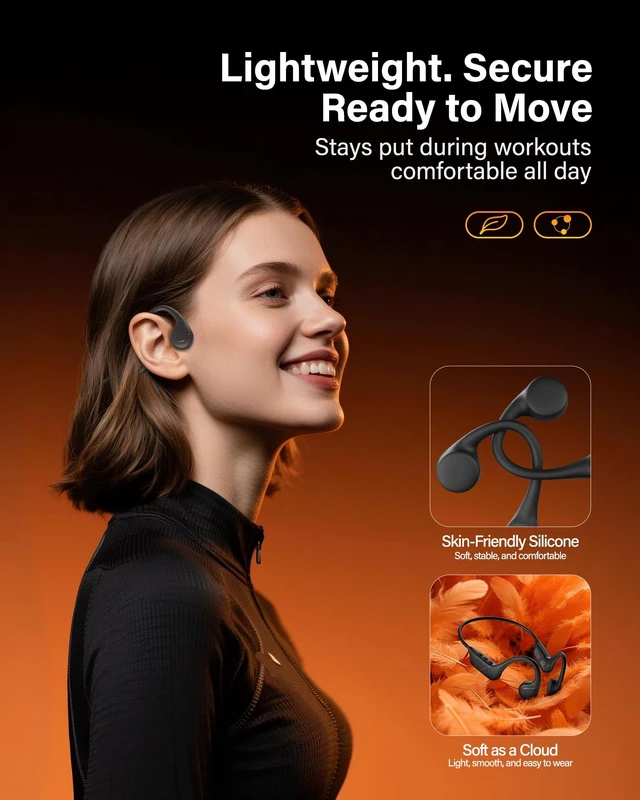 Alt view image 4 of 5 - New Bone Conduction Headphones Bluetooth 6.0 Open Ear Earbuds with Mic, Balanced Audio, Reduced Sound Leakage, IP54 Waterproof Secure Fit, Wireless Sports Headphones for Running, Workout & Cycl