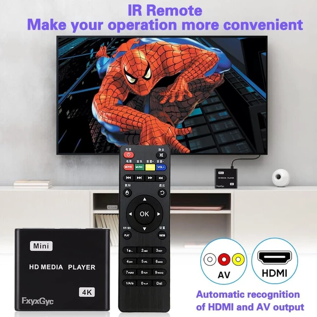 Alt view image 3 of 5 - HDMI Media Player, 4K Ultra HD Digital Media Player, Supports USB Drive, SD Card, 4K@30Hz Output,H.265/H.264/AVC Decoding MP4/MKV/MP3/TS/Rmvb/Mov/ISO/AVI/JPG for Advertising/Multimedia TV Playback.