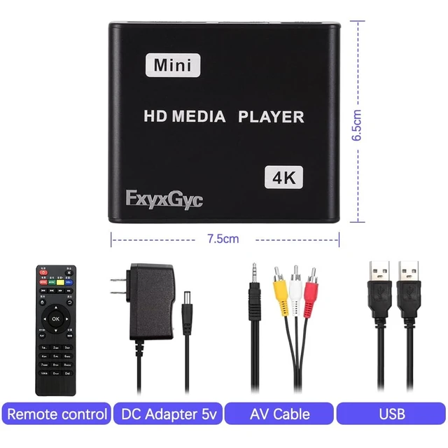 Alt view image 5 of 5 - HDMI Media Player, 4K Ultra HD Digital Media Player, Supports USB Drive, SD Card, 4K@30Hz Output,H.265/H.264/AVC Decoding MP4/MKV/MP3/TS/Rmvb/Mov/ISO/AVI/JPG for Advertising/Multimedia TV Playback.