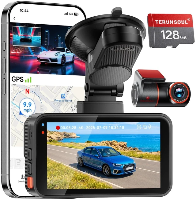 Main image of Terunsoul 4K+4K Dash Cam, Free 128GB Card, 5.8GHz WiFi6 - up to 20MB/s