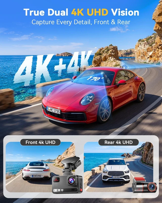 Alt view image 2 of 5 - Terunsoul 4K+4K Dash Cam, Free 128GB Card, 5.8GHz WiFi6 - up to 20MB/s