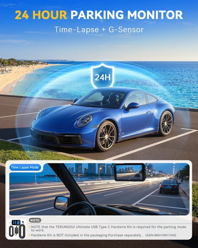 Alt view image 5 of 5 - Terunsoul 4K+4K Dash Cam, Free 128GB Card, 5.8GHz WiFi6 - up to 20MB/s