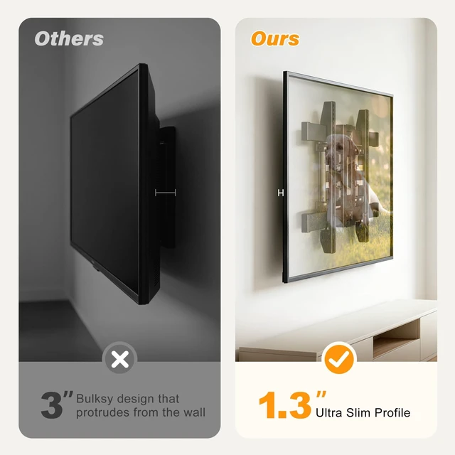 Alt view image 2 of 5 - XINLEI 1.3" Ultra Slim TV Wall Mount Full Motion for 32-75 Inch TVs