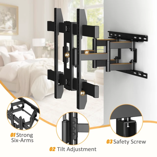 Alt view image 4 of 5 - XINLEI 1.3" Ultra Slim TV Wall Mount Full Motion for 32-75 Inch TVs