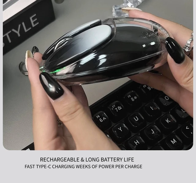 Alt view image 5 of 5 - M60 Tri-Mode Wireless Mouse, Transparent Gradient Silent Bluetooth Mouse (Bluetooth 5.0 + 2.4G + Wired), Ergonomic Portable Cute Computer Mouse for Laptop, Desktop, Mac, Windows, Office & Home