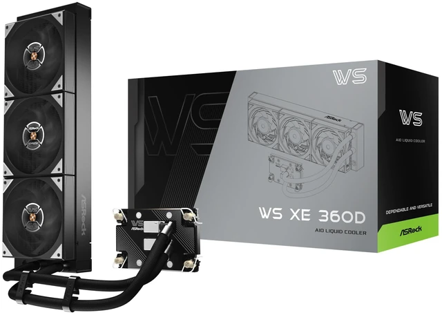 Main image of ASRock WS XE 360D Workstation Liquid CPU Cooler, Dual-Pump Redundancy, 38mm Radiator, Intel Xeon, Aerospace LCP Fans, 0dB Silent, 6-Year Warranty