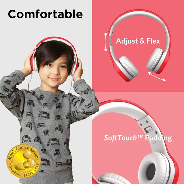 Alt view image 2 of 5 - LilGadgets Connect+ Pro Wired Kids Headphones for School with Microphone, Volume Limiting Over-Ear Headset with Cord, SharePort Technology & SoftTouch Padding