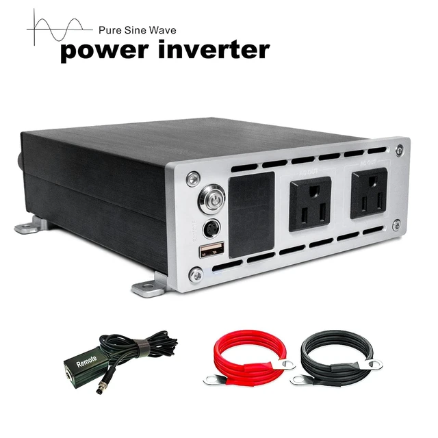 Alt view image 5 of 5 - True 1500W Power Inverter Pure sine Wave DC12V to AC120V Reliable Compact Inverter Stable Output AC outletx2 USBx1 LED Display fanx2,for Solar, Camping, RV, Boat and Voltage-Sensitive Devices