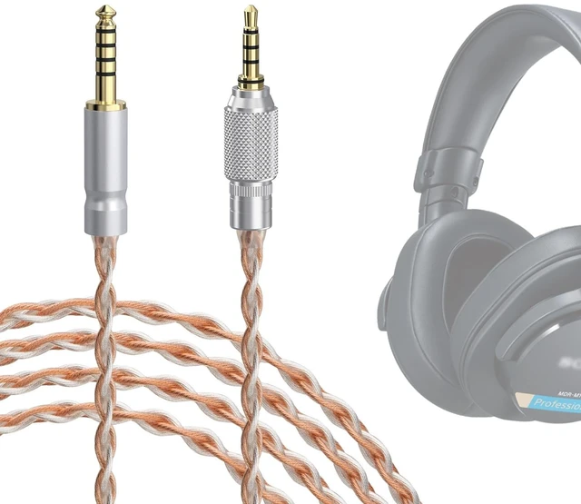 Main image of GEEKRIA Apollo Silver-Plated Upgrade 4.4mm to 3.5mm Audio Cable Compatible with Sony MDR-MV1 MDR-M1 MDR-M1ST Headphones Replacement Cord with Threaded Knob Locking Device (9.8ft / 3m)