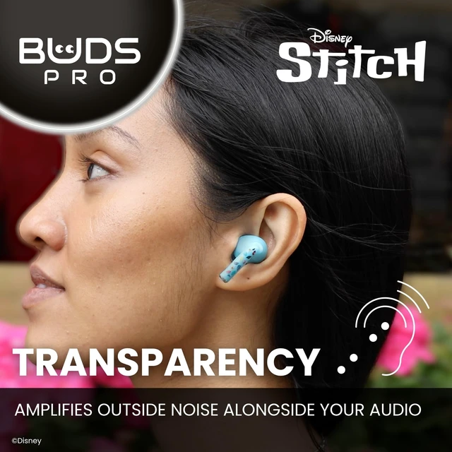 Alt view image 5 of 5 - Buds Pro Stitch Wireless Bluetooth EarBuds & Phone Holder - Lilo & Stitch In Ear Headphones with Microphone, 28+ Hours Playtime, Active Noise Cancelling Wireless Earbuds, IPX4 Rating & C