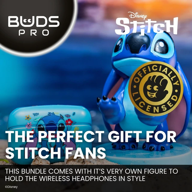 Alt view image 3 of 5 - Buds Pro Stitch Wireless Bluetooth EarBuds & Phone Holder - Lilo & Stitch In Ear Headphones with Microphone, 28+ Hours Playtime, Active Noise Cancelling Wireless Earbuds, IPX4 Rating & C