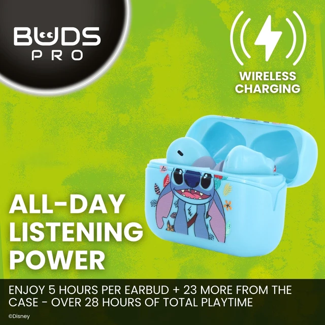 Alt view image 4 of 5 - Buds Pro Stitch Wireless Bluetooth EarBuds & Phone Holder - Lilo & Stitch In Ear Headphones with Microphone, 28+ Hours Playtime, Active Noise Cancelling Wireless Earbuds, IPX4 Rating & C