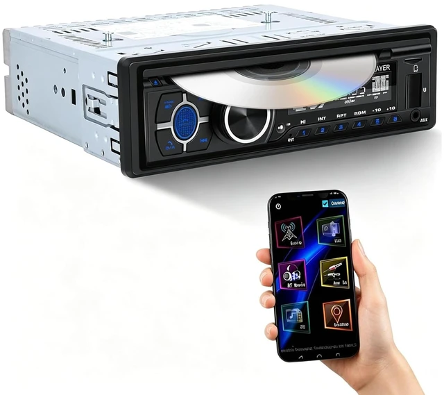 Main image of SIXWIN Single Din Car Stereo with Double BT Voice Assistant Find Car Function Audio Recording APP Control FM AM CD DVD Car MP3 Player USB AUX Port Car Audio System