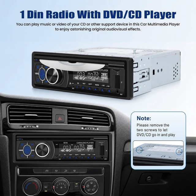 Alt view image 2 of 5 - SIXWIN Single Din Car Stereo with Double BT Voice Assistant Find Car Function Audio Recording APP Control FM AM CD DVD Car MP3 Player USB AUX Port Car Audio System