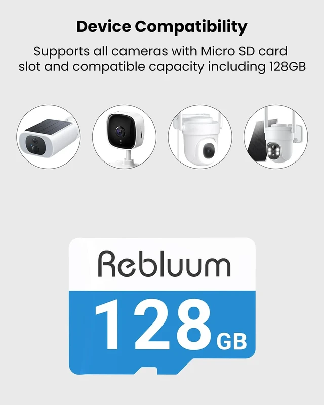 Alt view image 4 of 5 - Rebluum Micro 128GB SD Card for Solar Security Cameras Indoor Outdoor
