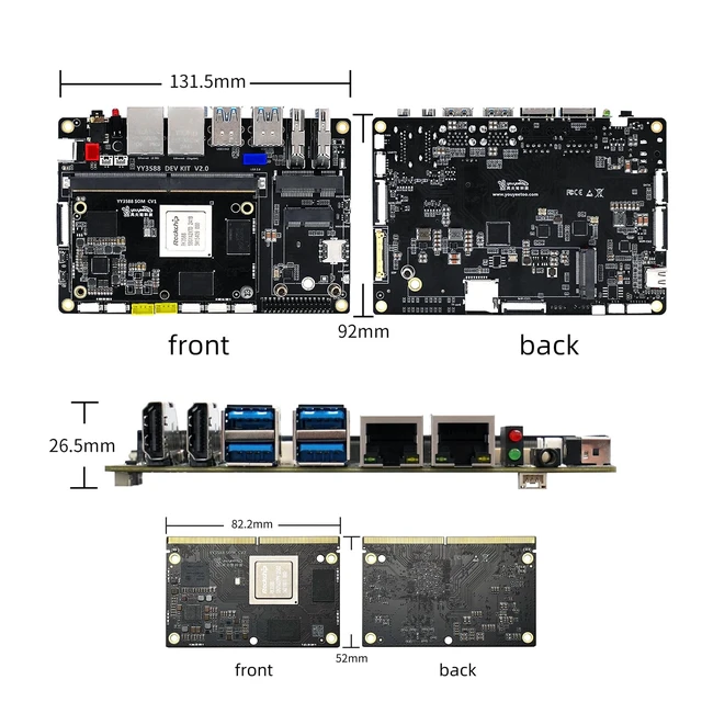 Alt view image 3 of 5 - youyeetoo YY3588 AI Single Board Computer - RK3588 SoC with 6TOPS NPU - LPDDR4 32GB RAM Max, 4K/8K Video Codec, Support PCIe 3.0 2280 NVMe/SATA 3.0 SSD for IoT (16g+128g,SBC kit)