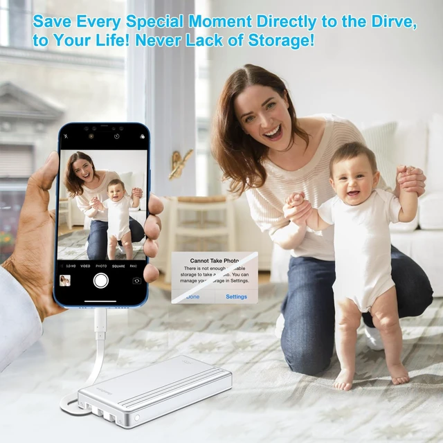 Alt view image 5 of 5 - ySky MFi Certified 500G Portable External Hard Drive for iPhone iPad MacBook Windows Computer USB C Android Phones to Backup,Photo Stick for iPhone17/16/15/14/13((one Click Backup)