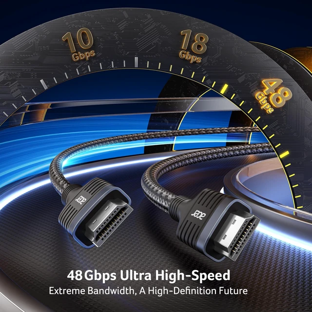 Alt view image 3 of 5 - Acer HDMI 2.1 Cable 20FT (8K@60Hz,4K@120Hz) 48Gbps High-Speed Braided Cord