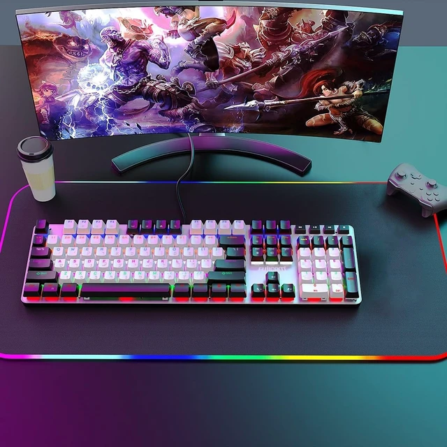 Alt view image 2 of 5 - Fujicom Hebrew English 108-key Wired Mechanical Keyboard, Keyboard and Cable Separation, Type-c Interface Cable, Support FN Key Combination to Switch Hardware, Red Switch,ABS