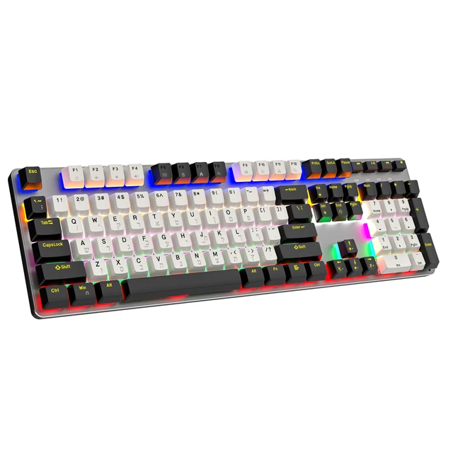 Alt view image 4 of 5 - Fujicom Hebrew English 108-key Wired Mechanical Keyboard, Keyboard and Cable Separation, Type-c Interface Cable, Support FN Key Combination to Switch Hardware, Red Switch,ABS