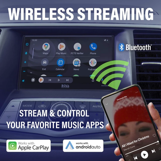 Alt view image 3 of 5 - BOSS Audio Systems BVCP9850W Car Stereo - Wireless Apple CarPlay & Android Auto, Double Din, 6.75 Inch Touchscreen, Bluetooth, No DVD CD Player, AM/FM Radio Receiver, Wireless Remote Con