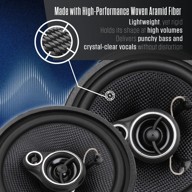 Alt view image 3 of 5 - Jensen APEX JS52K 5.25" 3-Way Aramid Fiber Car Speakers Pair 200W Peak
