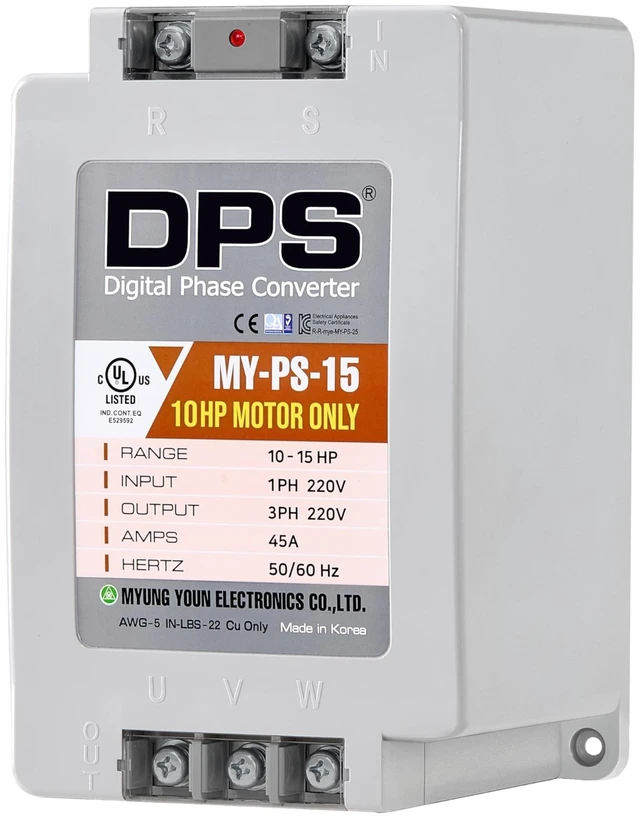 Main image of DPS Digital Phase Converter 15HP MY-PS-15, Single to 3 Phase, 45A 200-240V