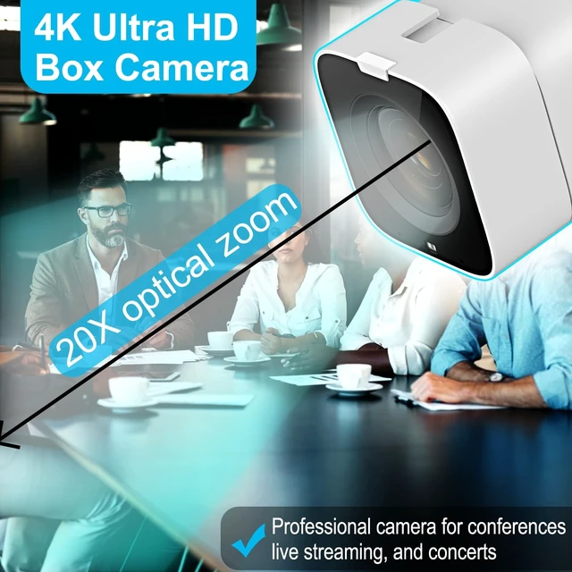 Alt view image 2 of 5 - Box Camera, 20X Bullet Cameras, 4K Camera System with USB/SDI Microphone with Operation Buttons, Supports Infrared Remote Control and IP Control For Professional Broadcasting, Teaching, Meetings