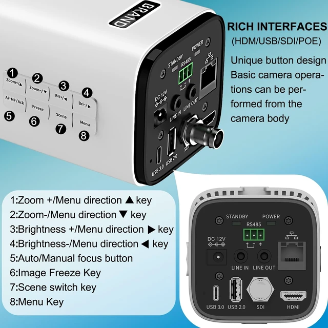 Alt view image 3 of 5 - Box Camera, 20X Bullet Cameras, 4K Camera System with USB/SDI Microphone with Operation Buttons, Supports Infrared Remote Control and IP Control For Professional Broadcasting, Teaching, Meetings