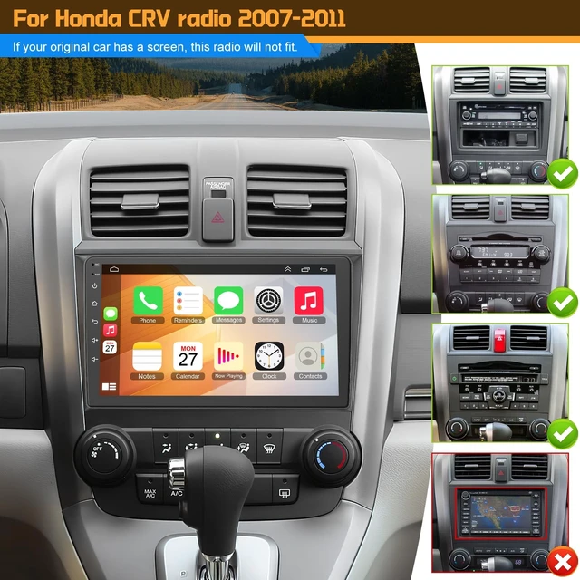 Alt view image 2 of 5 - Car Radio Stereo for Honda CRV 2007 2008 2009 2010 2011, Support Wireless Carplay/Android Auto/Mirrorlink, 9 Inch QLED Touchscreen with Bluetooth,FM Radio