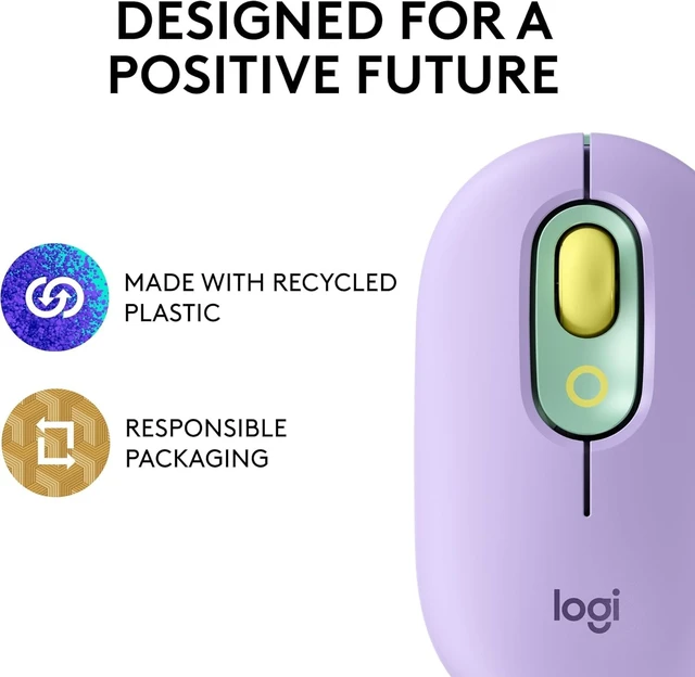Alt view image 5 of 5 - Logitech POP Mouse, Wireless Mouse with Customizable Emojis, SilentTouch Technology, Precision/Speed Scroll, Compact Design, Bluetooth, Multi-Device, OS Compatible - Daydream Mint