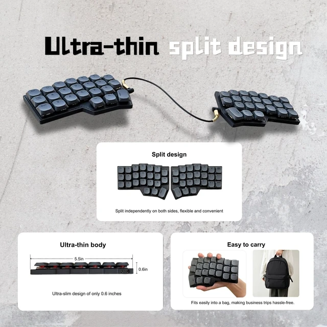 Alt view image 4 of 5 - SZRKBD Choc Corne V4.1 Low Profile Split Ergonomic Mechanical Keyboard 40% Layout Wired Hot-Swappable RGB Backlit PBT Keycaps QMK/Vial Programmable for Enthusiasts & Professionals