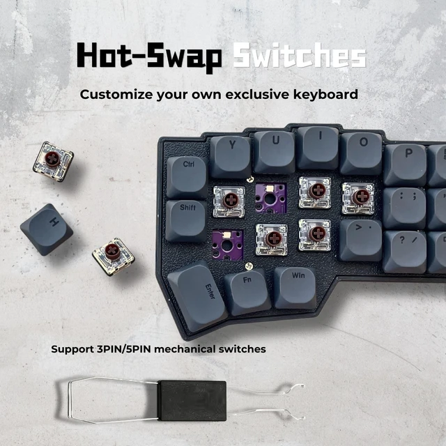 Alt view image 5 of 5 - SZRKBD Choc Corne V4.1 Low Profile Split Ergonomic Mechanical Keyboard 40% Layout Wired Hot-Swappable RGB Backlit PBT Keycaps QMK/Vial Programmable for Enthusiasts & Professionals